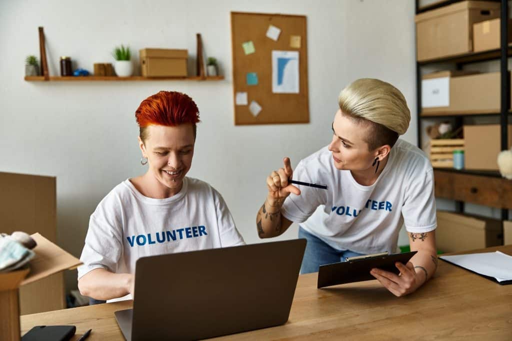 Volunteers organizing work remotely through volunteer travel programs.